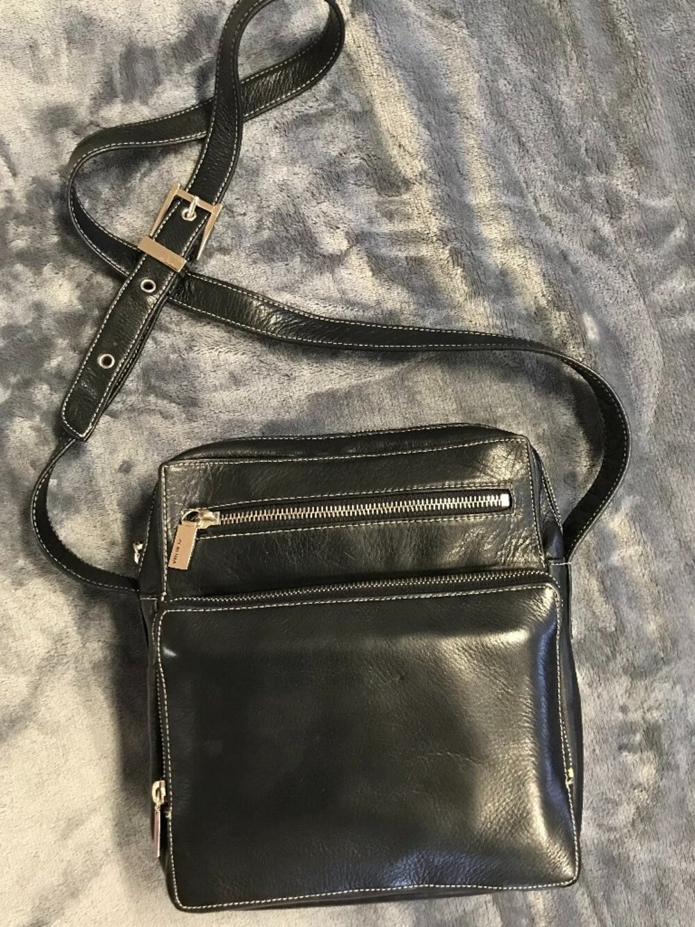 Vintage Perlina New York Black Crossbody Bag Organizer Purse
